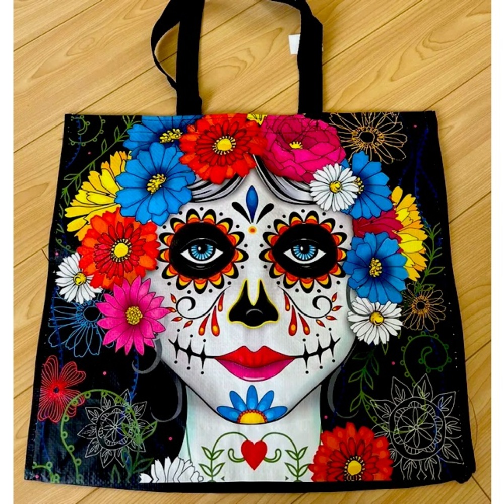 *THREE* TJ Maxx Reusable Plastic Shopping Day Of The Dead Dia De Los Muertos